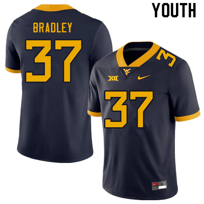 Youth #37 L'Trell Bradley West Virginia Mountaineers College Football Jerseys Sale-Navy - Click Image to Close